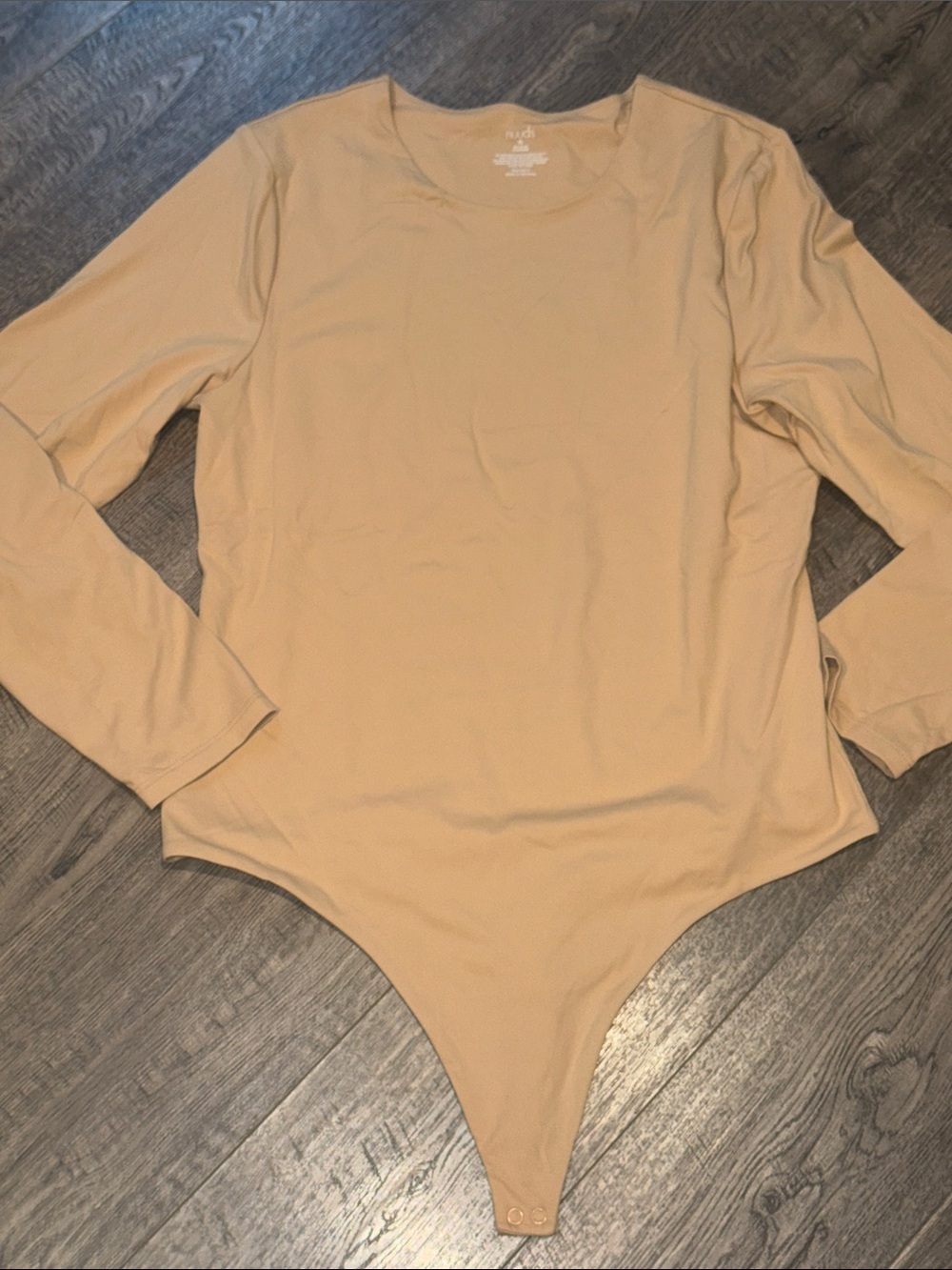 Nuuds XL Long Sleeve Tan Bodysuit
